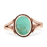 Oval Split Shank Turquoise Onyx Oxidized Ring 925 Sterling Silver