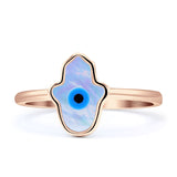 Hamsa Hand Evil Eye Ring 925 Sterling Silver