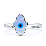 Hamsa Hand Evil Eye Ring 925 Sterling Silver