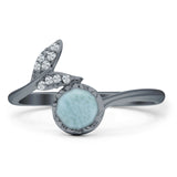 Mermaid Ring Fishtail Round Turquoise & Larimar Cubic zirconia 925 Sterling Silver