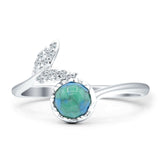 Mermaid Ring Fishtail Round Turquoise & Larimar Cubic zirconia 925 Sterling Silver