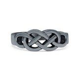 Infinity Celtic Oxidized Band Solid 925 Sterling Silver Thumb Ring (7mm)