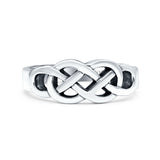 Infinity Celtic Oxidized Band Solid 925 Sterling Silver Thumb Ring (7mm)