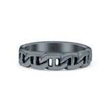 Chain Link Oxidized Band Solid 925 Sterling Silver Thumb Ring (4mm)