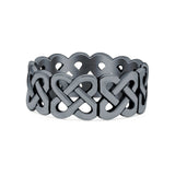 Celtic Oxidized Band Solid 925 Sterling Silver Thumb Ring (7mm)