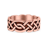 Celtic Oxidized Band Solid 925 Sterling Silver Thumb Ring (8mm)