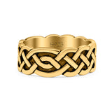 Celtic Oxidized Band Solid 925 Sterling Silver Thumb Ring (8mm)