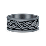 Celtic Weave Crisscross Infinity Oxidized Band Solid 925 Sterling Silver Thumb Ring (8mm)