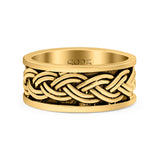 Celtic Weave Crisscross Infinity Oxidized Band Solid 925 Sterling Silver Thumb Ring (8mm)