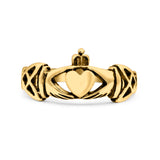 Claddagh Ring Oxidized Band Solid 925 Sterling Silver Thumb Ring (8mm)