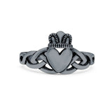 Celtic Knot Heart Oxidized Band Solid 925 Sterling Silver Thumb Ring (11mm)