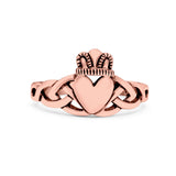 Celtic Knot Heart Oxidized Band Solid 925 Sterling Silver Thumb Ring (11mm)