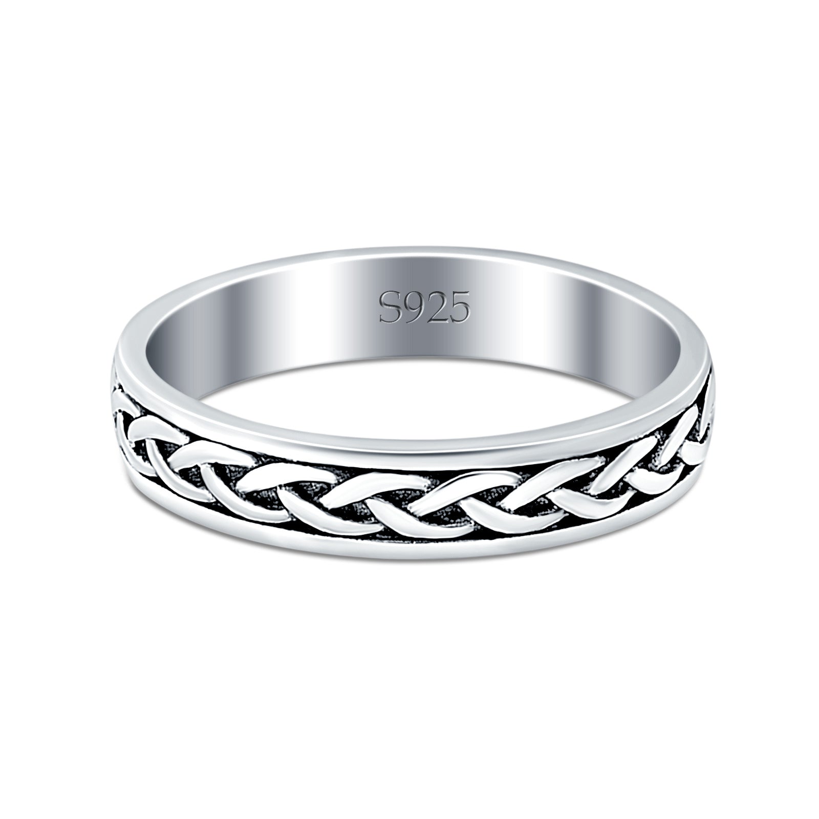 Crisscross Infinity Oxidized Band Solid 925 Sterling Silver Thumb Ring (5mm) Sterling Silver