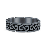 Celtic Oxidized Band Solid 925 Sterling Silver Thumb Ring (5mm)