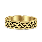 Celtic Oxidized Band Solid 925 Sterling Silver Thumb Ring (5mm)