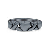 Celtic Knot Heart Oxidized Band Solid 925 Sterling Silver Thumb Ring (5mm)