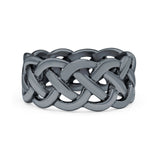Celtic Crisscross Infinity Oxidized Band Solid 925 Sterling Silver Thumb Ring (9mm)