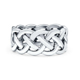 Celtic Crisscross Infinity Oxidized Band Solid 925 Sterling Silver Thumb Ring (9mm)