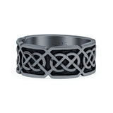 Celtic Oxidized Band Solid 925 Sterling Silver Thumb Ring (7mm)