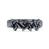 Star Oxidized Band Solid 925 Sterling Silver Thumb Ring (6mm)