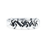 Star Oxidized Band Solid 925 Sterling Silver Thumb Ring (6mm)