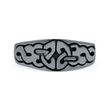 Celtic Oxidized Band Solid 925 Sterling Silver Thumb Ring (7mm)