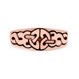 Celtic Oxidized Band Solid 925 Sterling Silver Thumb Ring (7mm)