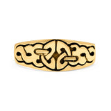 Celtic Oxidized Band Solid 925 Sterling Silver Thumb Ring (7mm)