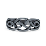 Celtic Ring Oxidized Band Solid 925 Sterling Silver Thumb Ring (9mm)