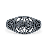 Celtic Oxidized Band Solid 925 Sterling Silver Thumb Ring (10mm)
