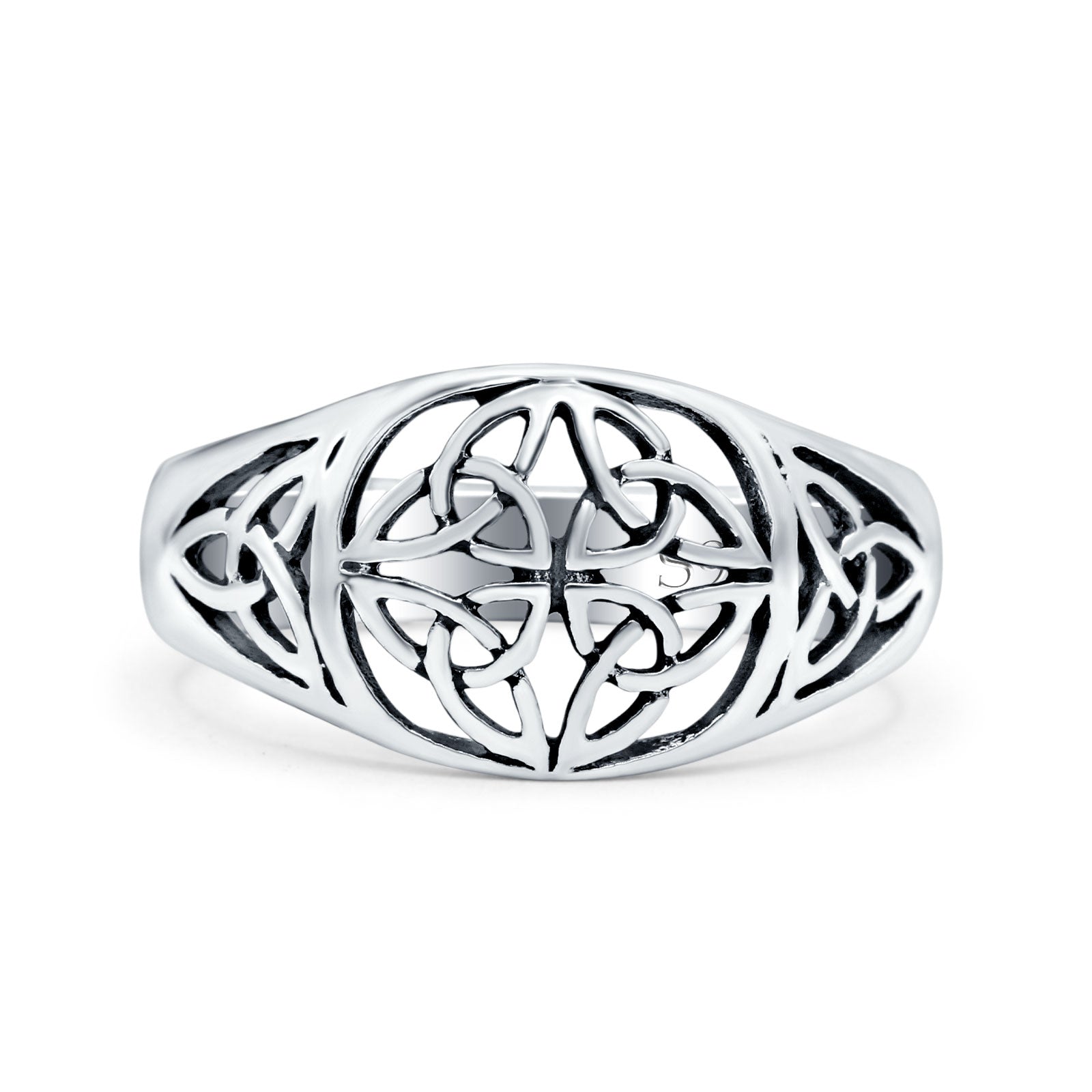 Celtic Oxidized Band Solid 925 Sterling Silver Thumb Ring (10mm