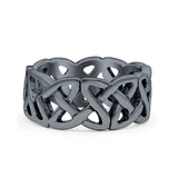Celtic Oxidized Band Solid 925 Sterling Silver Thumb Ring (7mm)