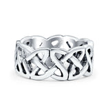 Celtic Oxidized Band Solid 925 Sterling Silver Thumb Ring (7mm)