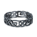 Celtic Ring Oxidized Band Solid 925 Sterling Silver Thumb Ring (5mm)