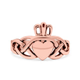 Claddagh Oxidized Band Solid 925 Sterling Silver Thumb Ring (11mm)