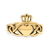 Claddagh Oxidized Band Solid 925 Sterling Silver Thumb Ring (11mm)