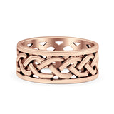 Celtic Ring Oxidized Band Solid 925 Sterling Silver Thumb Ring (8mm)