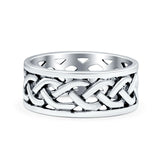 Celtic Ring Oxidized Band Solid 925 Sterling Silver Thumb Ring (8mm)