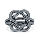 Celtic Double Infinity Oxidized Band Solid 925 Sterling Silver Thumb Ring (15mm)
