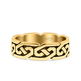 Celtic Oxidized Band Solid 925 Sterling Silver Thumb Ring (5mm)
