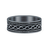 Braided Oxidized Band Solid 925 Sterling Silver Thumb Ring (6mm)