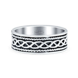 Braided Oxidized Band Solid 925 Sterling Silver Thumb Ring (6mm)