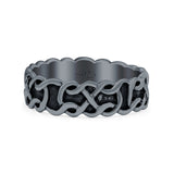 Celtic Oxidized Band Solid 925 Sterling Silver Thumb Ring (6mm)