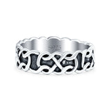 Celtic Oxidized Band Solid 925 Sterling Silver Thumb Ring (6mm)