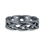 Celtic Oxidized Band Solid 925 Sterling Silver Thumb Ring (6mm)