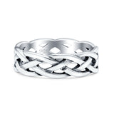 Celtic Oxidized Band Solid 925 Sterling Silver Thumb Ring (6mm)