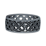 Celtic Oxidized Band Solid 925 Sterling Silver Thumb Ring (7mm)
