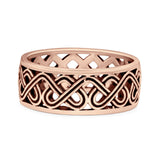 Celtic Oxidized Band Solid 925 Sterling Silver Thumb Ring (7mm)