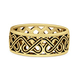 Celtic Oxidized Band Solid 925 Sterling Silver Thumb Ring (7mm)