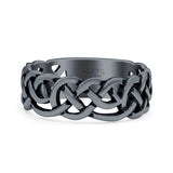 Celtic Oxidized Band Solid 925 Sterling Silver Thumb Ring (7mm)